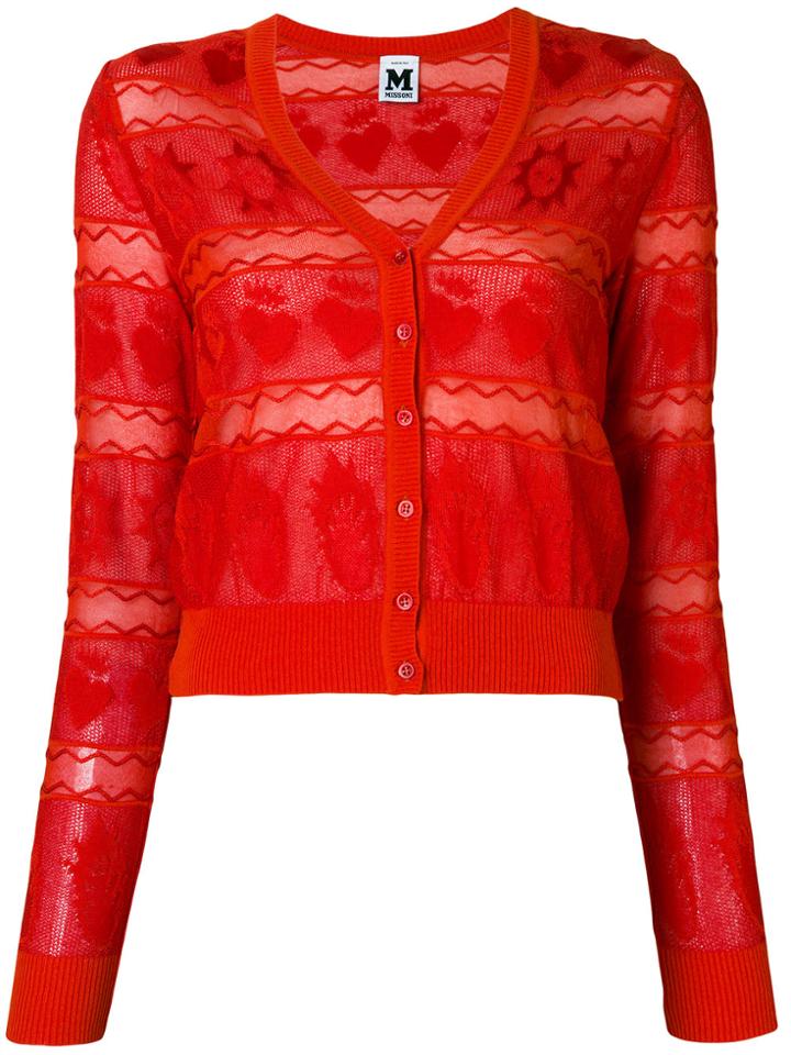 M Missoni Sheer Paneled Cardigan - Red