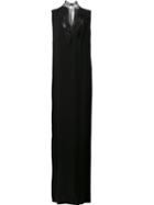 Lanvin Lace Collared Maxi Dress, Women's, Size: 38, Black, Spandex/elastane/viscose