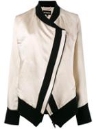 Ann Demeulemeester Bomber Jacket With Contrast Detailing, Women's, Size: 40, Nude/neutrals, Linen/flax/silk/cotton/rayon