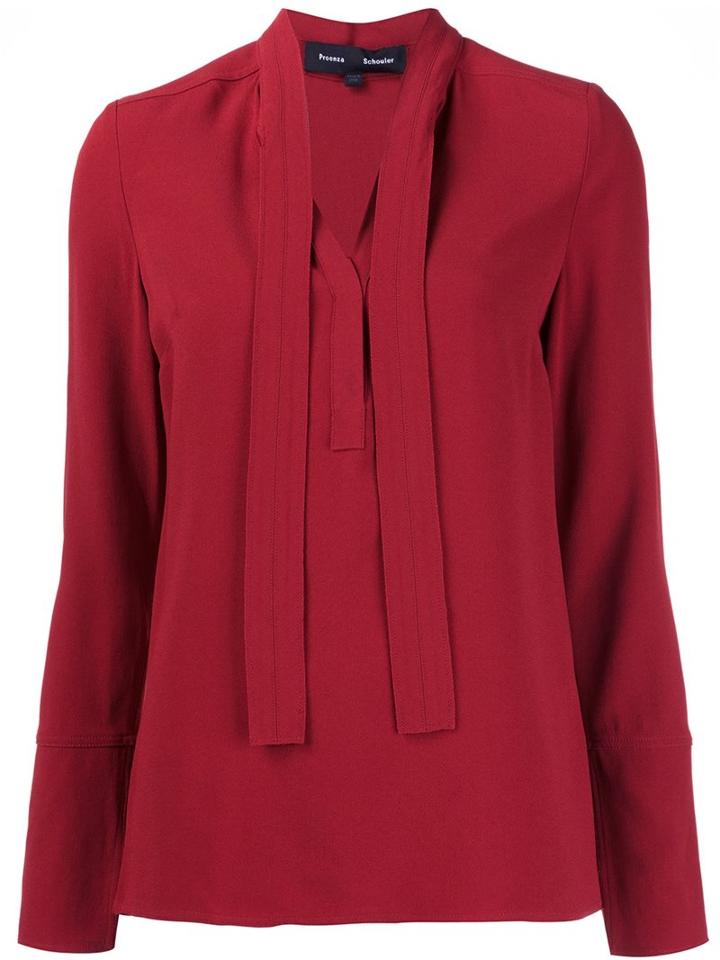 Proenza Schouler V-neck Blouse, Women's, Size: 6, Red, Acetate/viscose