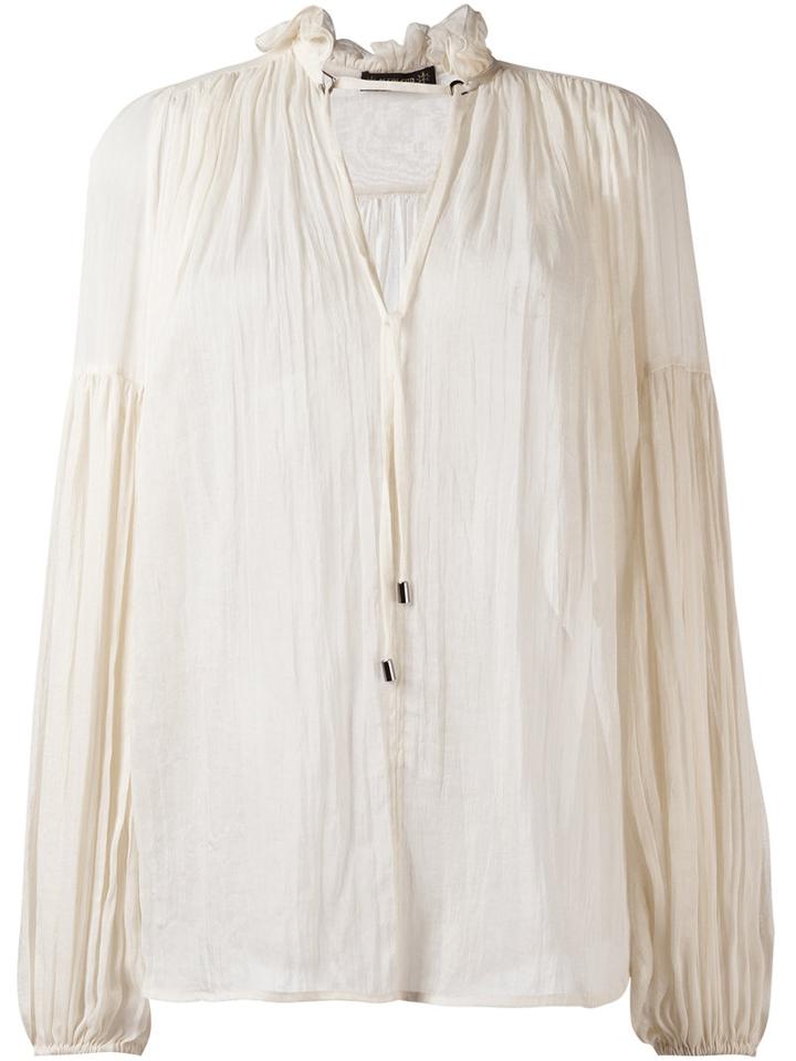 Plein Sud Peasant Blouse, Women's, Size: 36, Nude/neutrals, Silk/cotton