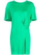 Msgm Longline Gathered Side T-shirt - Green
