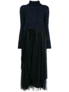 Fabiana Filippi Contrast Material Sweater Dress - Blue