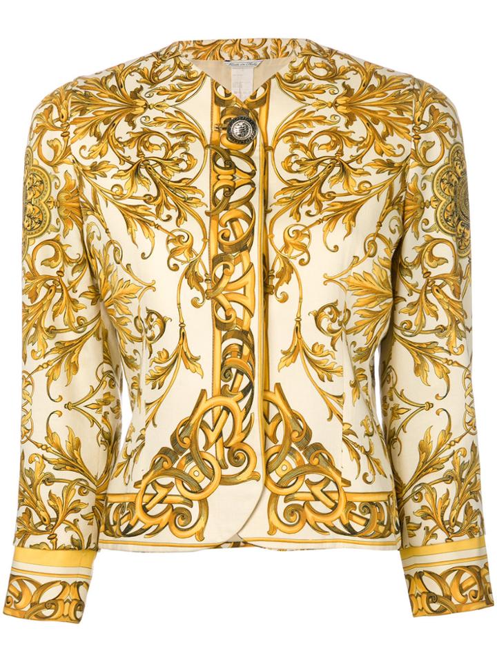 Versace Vintage Baroque Print Jacket - Yellow & Orange