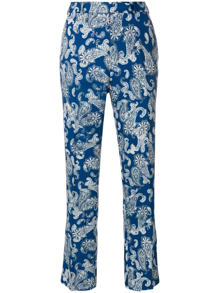 Etro Floral Print Cropped Trousers - Blue
