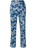 Etro Floral Print Cropped Trousers - Blue
