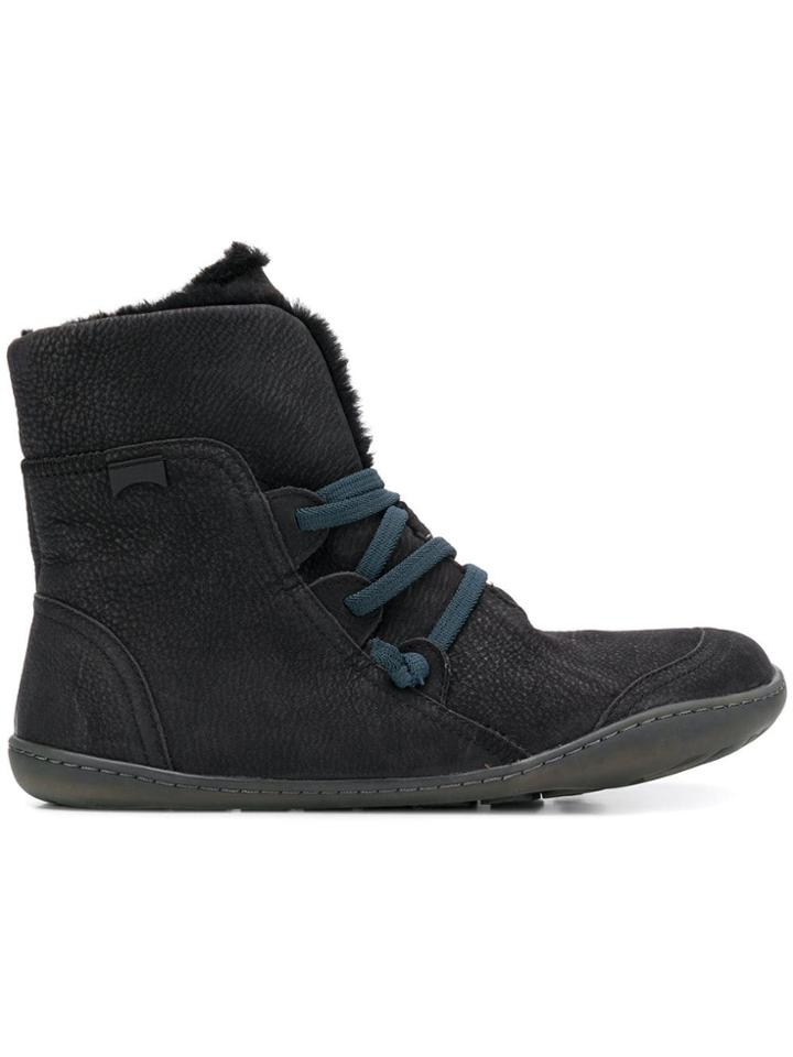 Camper Fuzzy Ankle Boots - Black