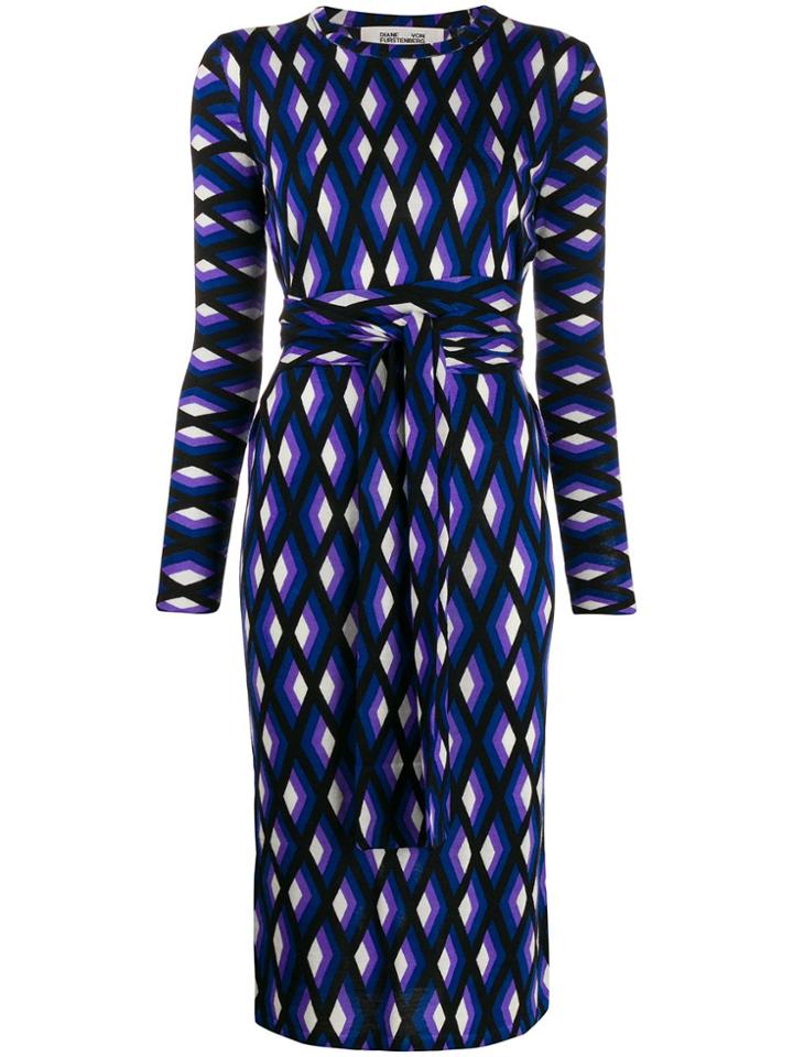 Diane Von Furstenberg Geometric Print Midi Dress - Blue