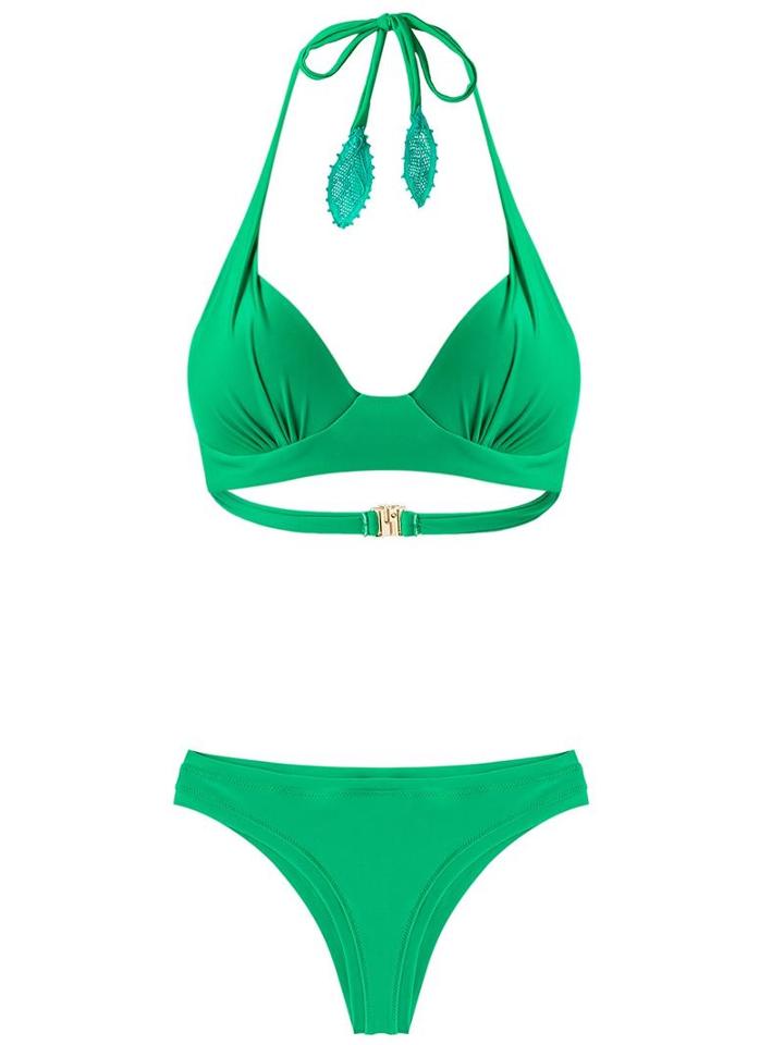 Martha Medeiros Plain Bikini Bottom, Women's, Size: G, Green, Polyamide/spandex/elastane