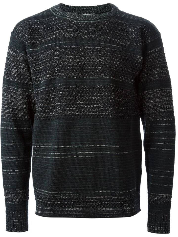 S.n.s. Herning 'fisherman' Crew Neck Sweater, Men's, Size: Xl, Black, Virgin Wool