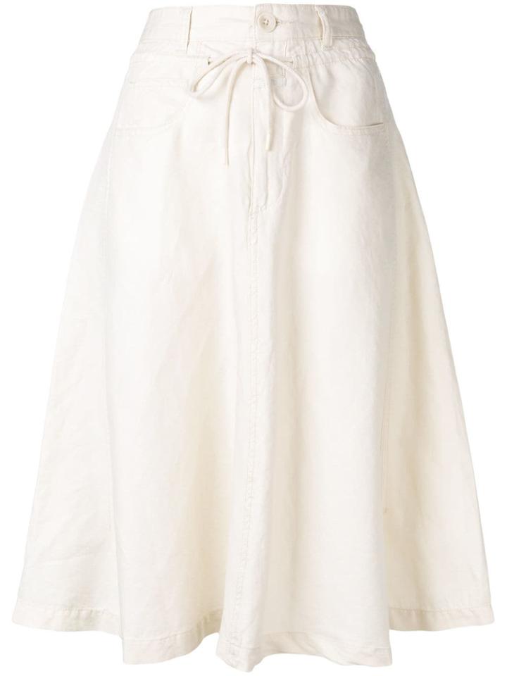 Closed Drawstring Flared Skirt - White
