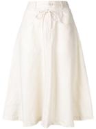 Closed Drawstring Flared Skirt - White