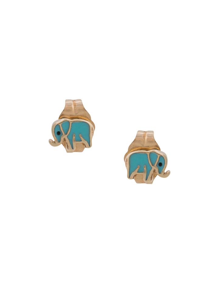 Sydney Evan 14kt Yellow Gold Mini Enamel Elephant Stud Earrings -