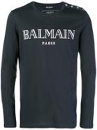 Balmain Long Sleeve Logo T-shirt - Blue