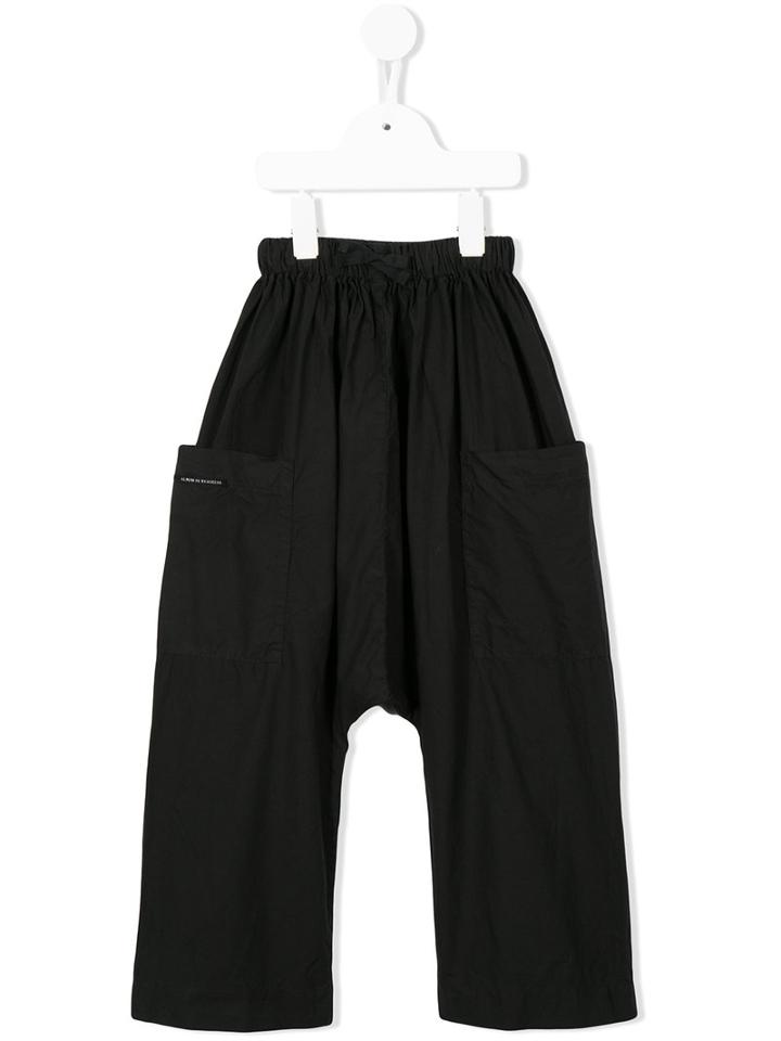 Album Di Famiglia Kids - Side Pockets Drop-crotch Trousers - Kids - Cotton - 10 Yrs, Black