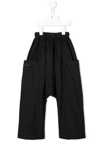 Album Di Famiglia Kids - Side Pockets Drop-crotch Trousers - Kids - Cotton - 10 Yrs, Black