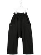 Album Di Famiglia Kids - Side Pockets Drop-crotch Trousers - Kids - Cotton - 10 Yrs, Black