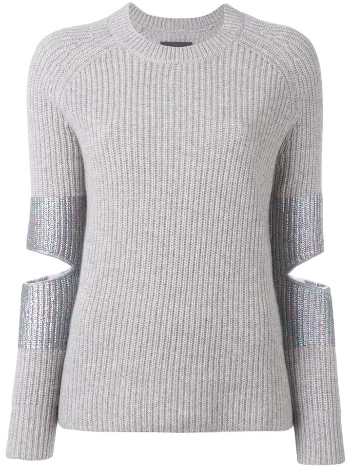 Zoe Jordan Hubble Knit Cut Out Sweater, Women's, Size: Medium/large, Grey, Cashmere/wool