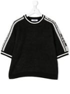 Msgm Kids Teen Logo Trim Knitted T-shirt - Black