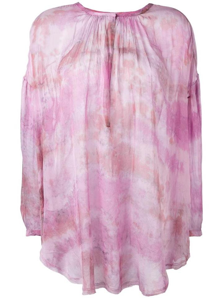 Raquel Allegra Tie-dye Chiffon Peasant Blouse, Women's, Size: 2, Pink/purple, Silk