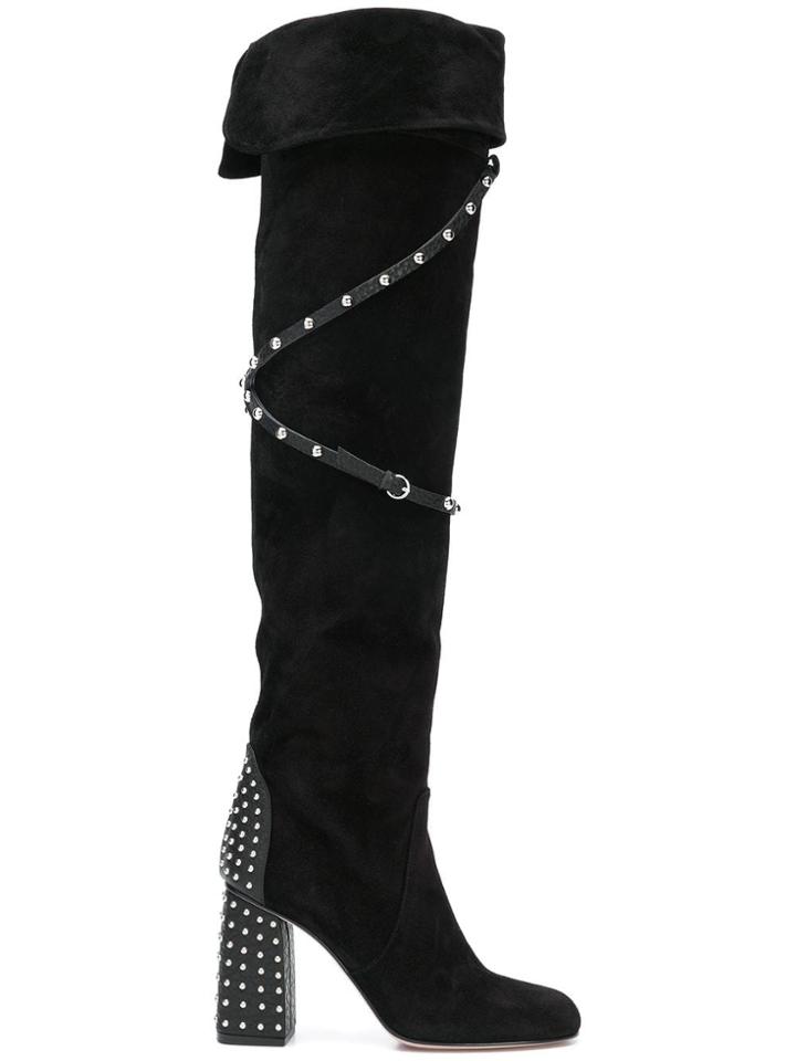 Red Valentino Studded Knee-length Boots - Black