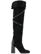 Red Valentino Studded Knee-length Boots - Black