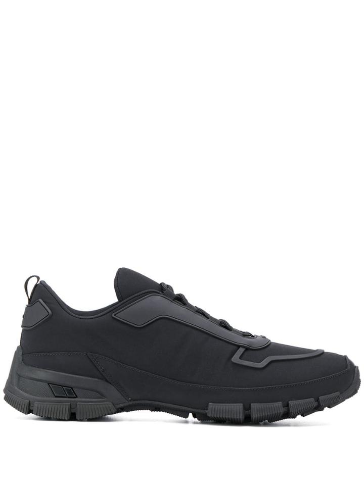 Prada Neoprene And Leather Sneakers - Black