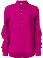 No21 Ruffle Sleeve Blouse - Pink & Purple