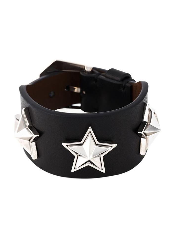 Givenchy Star Stud Bracelet, Women's, Black, Lamb Skin/metal Other