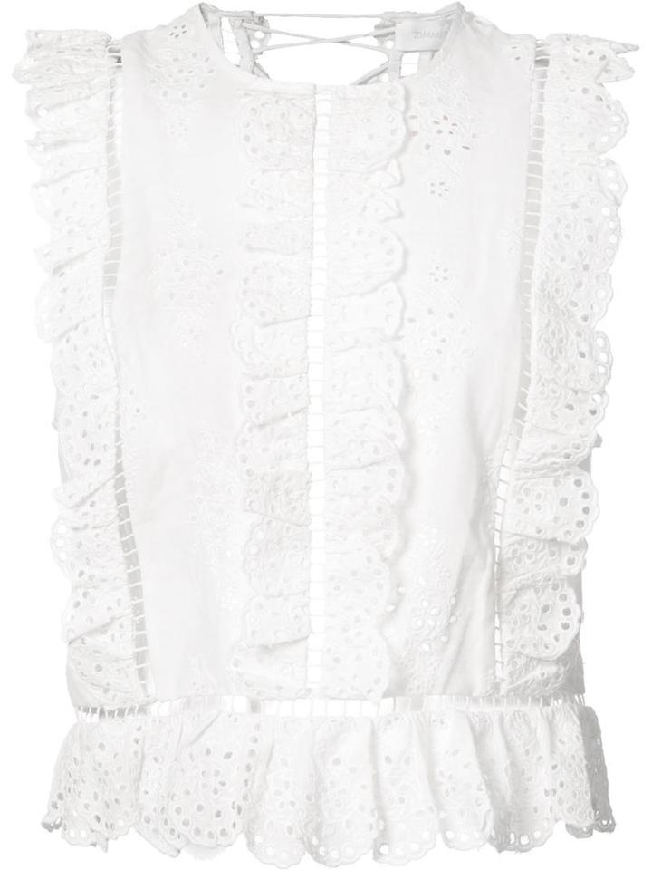 Zimmermann Scalloped Detail Tank, Women's, Size: 0, White, Cotton/linen/flax