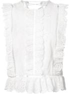 Zimmermann Scalloped Detail Tank, Women's, Size: 0, White, Cotton/linen/flax