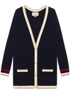 Gucci Embroidered Oversize Knitted Cardigan - Blue