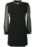 Saint Laurent Crystal Embellished Short Dress - Black