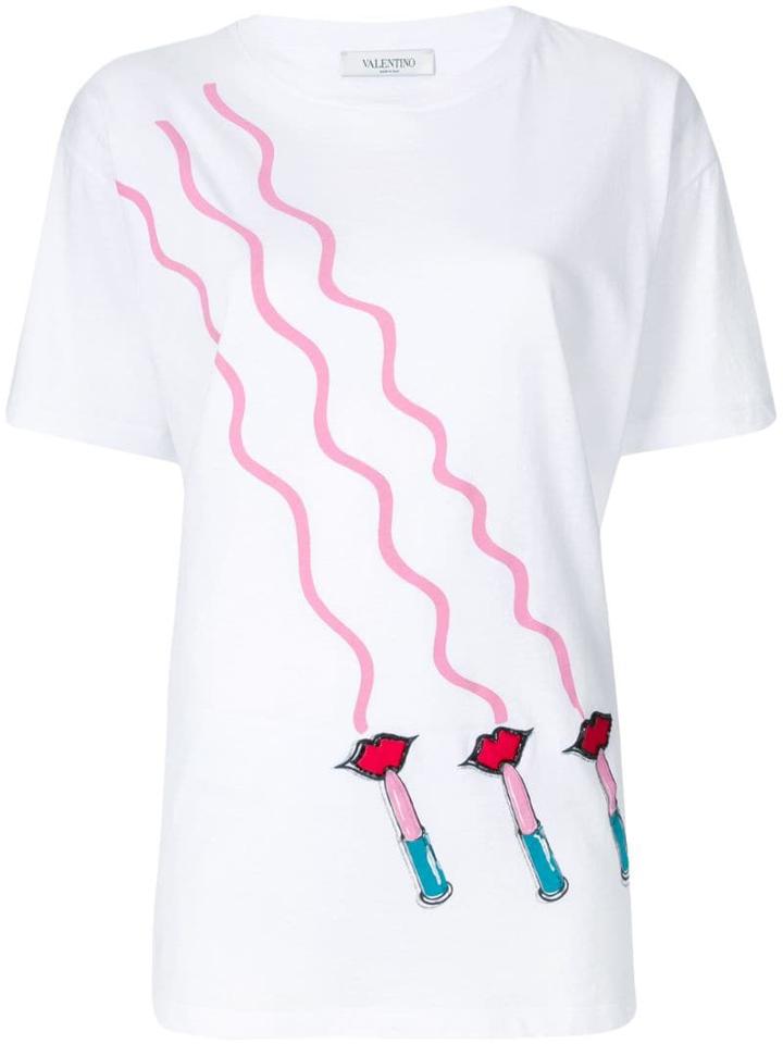 Valentino Lipstick-print T-shirt - White