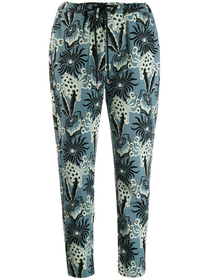 Etro Tapered Floral Print Trousers - Blue