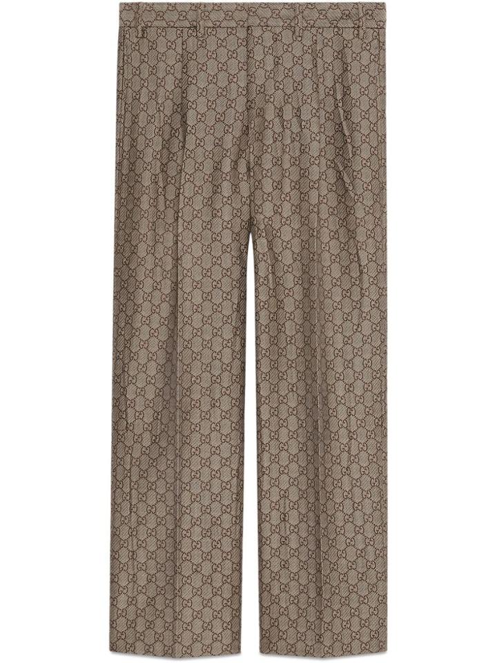 Gucci Gg Wool Canvas Formal Pant - Neutrals