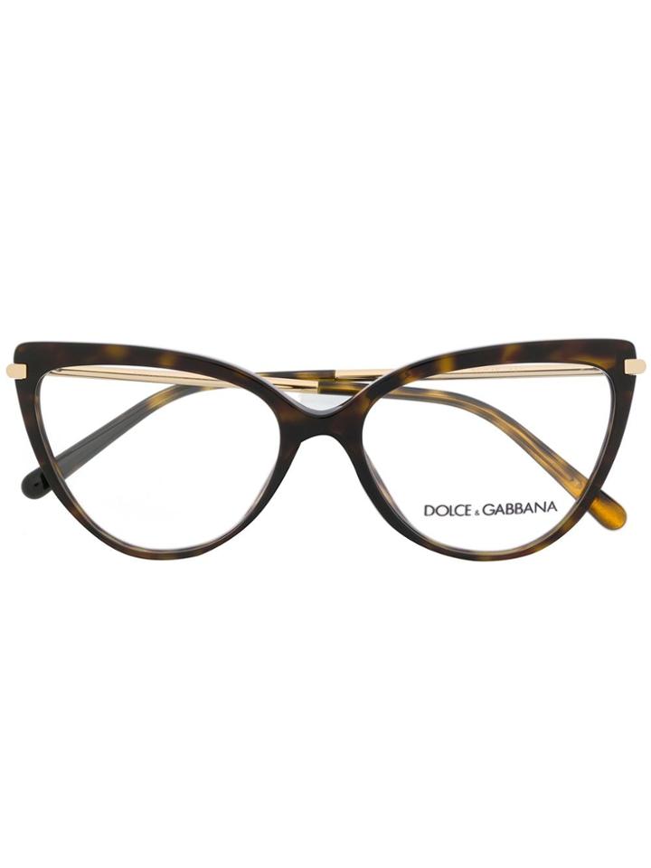 Dolce & Gabbana Eyewear Cat Eye Glasses - Brown