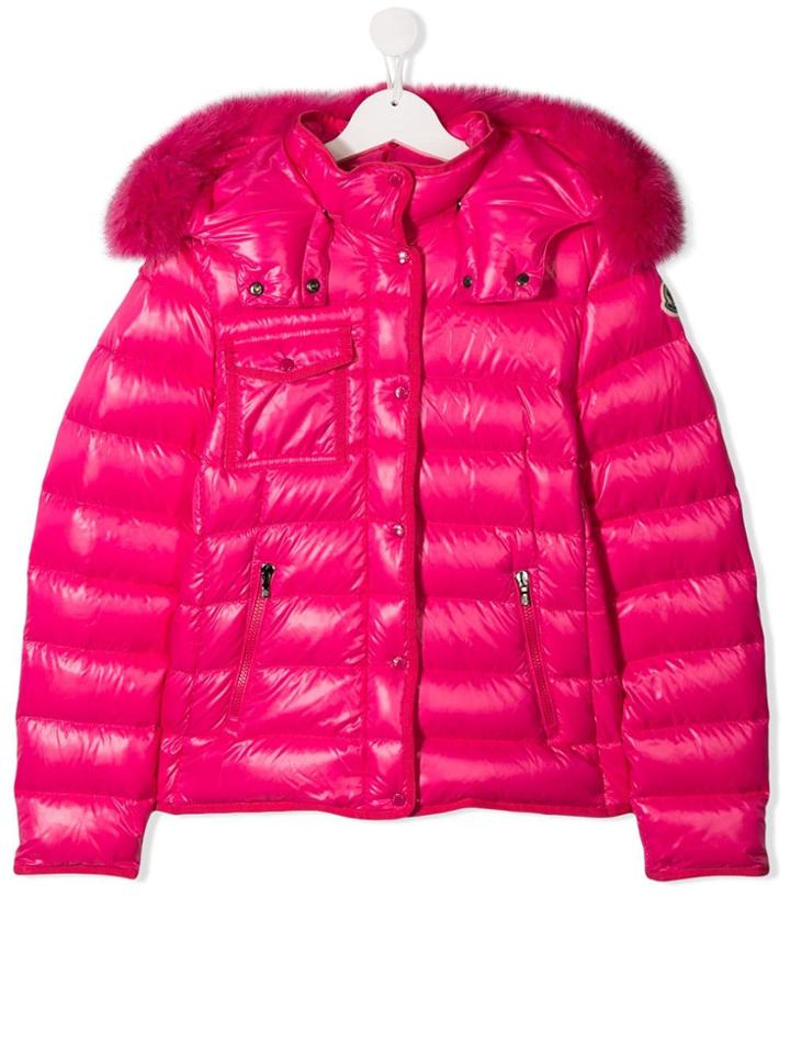 Moncler Kids Faux-fur Hooded Puffer Jacket - Pink