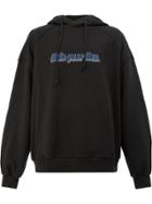 Juun.j Slogan Embroidered Hooded Sweatshirt - Black