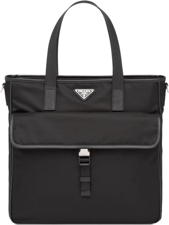 Prada Nylon And Saffiano Leather Tote - Black