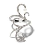 As29 18kt White Gold Lucy Pearl And Diamond Ring - Silver