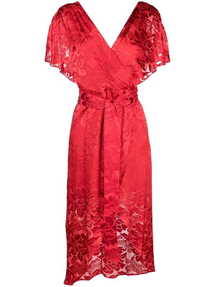 Alice+olivia Baroque Floral Wrap Dress - Red
