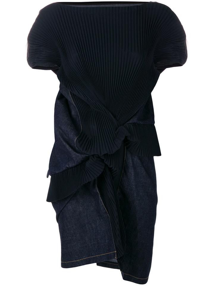 Junya Watanabe Pleated Front-knot Dress - Blue