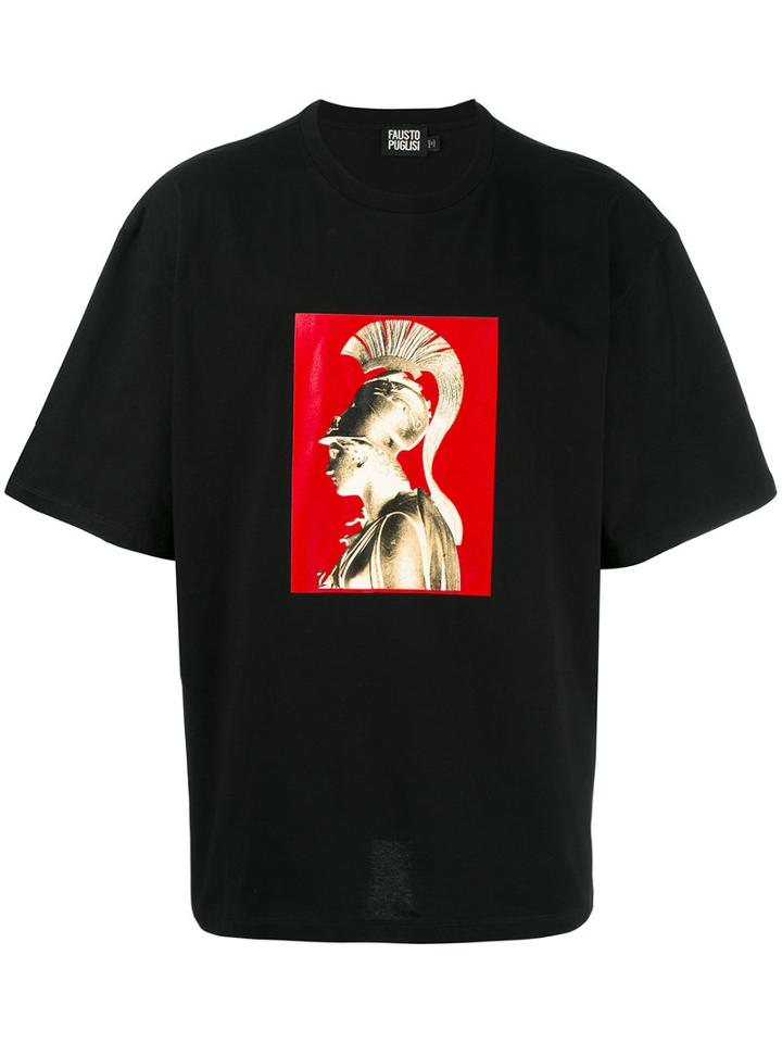 Fausto Puglisi Statue Print T-shirt, Men's, Size: 46, Black, Cotton