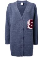 Cityshop Letter Emblem Varsity Cardigan, Women's, Grey, Lambs Wool
