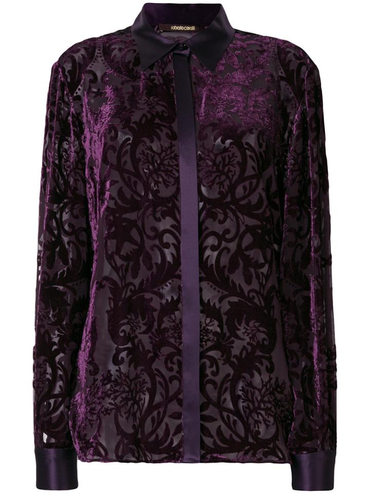Roberto Cavalli Sheer Patterned Shirt - Pink & Purple