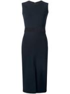Theory Belted Pencil Dress, Women's, Size: 12, Blue, Viscose/polyamide/spandex/elastane/lamb Skin