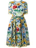 Dolce & Gabbana Majolica Print Dress, Women's, Size: 44, Silk/cotton/nylon