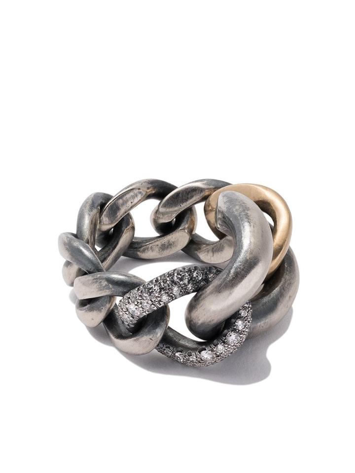 Hum 18kt Yellow Gold And Diamond Chain Ring - Unavailable