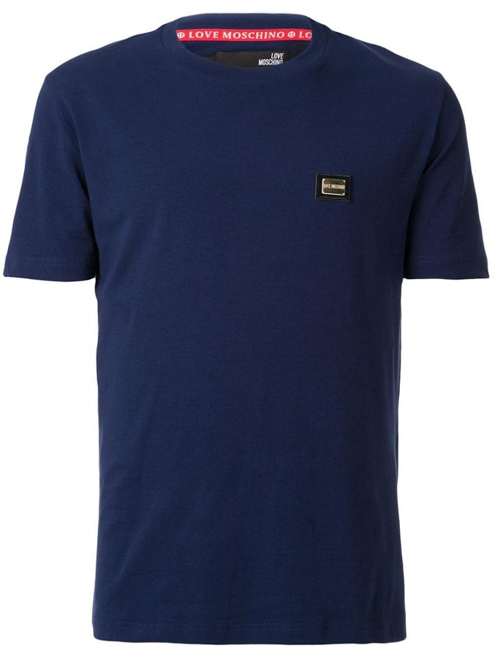 Love Moschino Metallic Logo Plate T-shirt - Blue